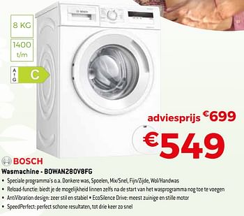 Promoties Bosch wasmachine - bowan280v8fg - Bosch - Geldig van 25/04/2022 tot 31/05/2022 bij Exellent