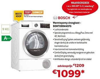 Promotions Bosch warmtepomp droogkast - bowtx88m40fg - Bosch - Valide de 25/04/2022 à 31/05/2022 chez Exellent