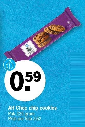Promoties Ah choc chip cookies - Huismerk - Albert Heijn - Geldig van 25/04/2022 tot 01/05/2022 bij Albert Heijn