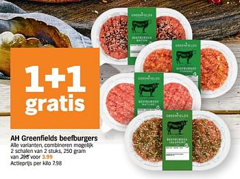 Promoties Ah greenfields beefburgers - Huismerk - Albert Heijn - Geldig van 25/04/2022 tot 01/05/2022 bij Albert Heijn
