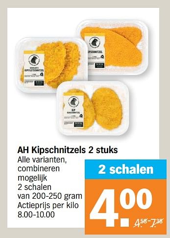 Promoties Ah kipschnitzels - Huismerk - Albert Heijn - Geldig van 25/04/2022 tot 01/05/2022 bij Albert Heijn