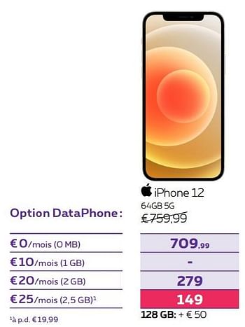 Promotions Apple iphone 12 64gb 5g - Apple - Valide de 14/04/2022 à 01/05/2022 chez Proximus