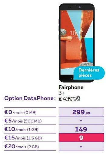 Promotions Fairphone 3+ - Fairphone - Valide de 14/04/2022 à 01/05/2022 chez Proximus