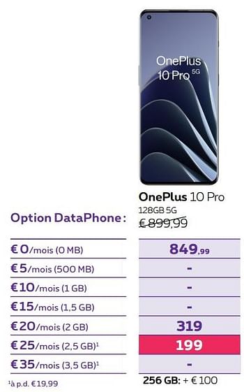 Promotions Oneplus 10 pro 128gb 5g - OnePlus - Valide de 14/04/2022 à 01/05/2022 chez Proximus