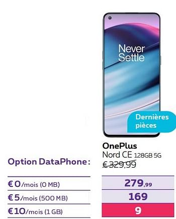 Promotions Oneplus nord ce 128gb 5g - OnePlus - Valide de 14/04/2022 à 01/05/2022 chez Proximus