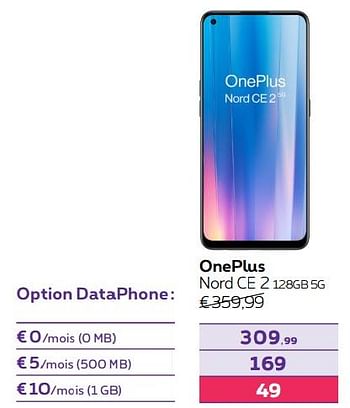 Promotions Oneplus nord ce 2 128gb 5g - OnePlus - Valide de 14/04/2022 à 01/05/2022 chez Proximus