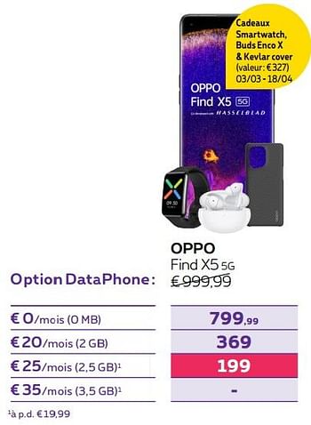 Promoties Oppo find x5 5g - Oppo - Geldig van 14/04/2022 tot 01/05/2022 bij Proximus