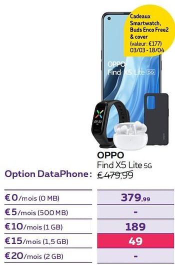 Promotions Oppo find x5 lite 5g - Oppo - Valide de 14/04/2022 à 01/05/2022 chez Proximus