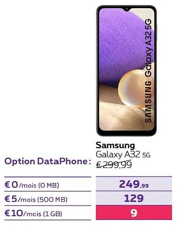 Promotions Samsung galaxy a32 5g - Samsung - Valide de 14/04/2022 à 01/05/2022 chez Proximus