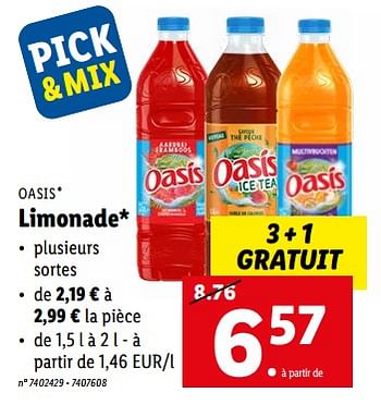 Promotions Limonade - Oasis - Valide de 02/05/2022 à 07/05/2022 chez Lidl