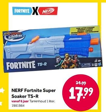 Promoties Nerf fortnite super soaker ts-r - Fortnite - Geldig van 15/04/2022 tot 08/05/2022 bij Intertoys