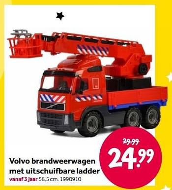 Promoties Volvo brandweerwagen met uitschuifbare ladder - Huismerk - Intertoys - Geldig van 15/04/2022 tot 08/05/2022 bij Intertoys