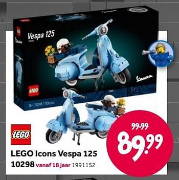 Promoties Lego icons vespa 125 10298 - Lego - Geldig van 15/04/2022 tot 08/05/2022 bij Intertoys
