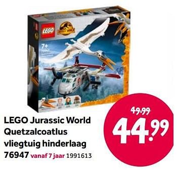 Promoties Lego jurassic world quetzalcoatlus vliegtuig hinderlaag 76947 - Lego - Geldig van 15/04/2022 tot 08/05/2022 bij Intertoys