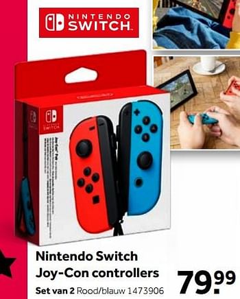 Promoties Nintendo switch joy-con controllers set van 2 rood-blauw - Nintendo - Geldig van 15/04/2022 tot 08/05/2022 bij Intertoys
