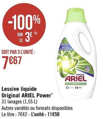 Lessive liquide ARIEL chez Intermarché (24/01 – 05