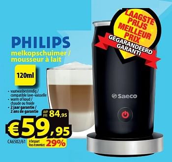 Promoties Philips melkopschuimer - mousseur à lait ca6502-61 - Philips - Geldig van 27/04/2022 tot 04/05/2022 bij ElectroStock