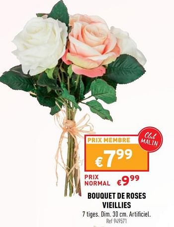 Promoties Bouquet de roses vieillies - Huismerk - Trafic  - Geldig van 04/05/2022 tot 08/05/2022 bij Trafic