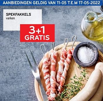 Promoties Spekfakkels varken 3+1 gratis - Huismerk - Alvo - Geldig van 11/05/2022 tot 17/05/2022 bij Alvo