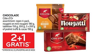 Promoties Chocolade côte d’or 2+1 gratis - Cote D'Or - Geldig van 04/05/2022 tot 17/05/2022 bij Alvo