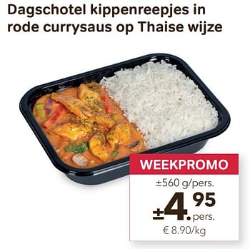 Promoties Dagschotel kippenreepjes in rode currysaus op thaise wijze - Huismerk - Bon'Ap - Geldig van 27/04/2022 tot 10/05/2022 bij Bon'Ap