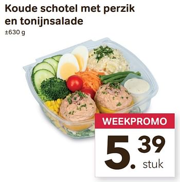 Promoties Koude schotel met perzik en tonijnsalade - Huismerk - Bon'Ap - Geldig van 27/04/2022 tot 10/05/2022 bij Bon'Ap
