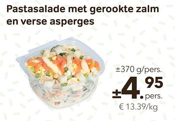 Promoties Pastasalade met gerookte zalm en verse asperges - Huismerk - Bon'Ap - Geldig van 27/04/2022 tot 10/05/2022 bij Bon'Ap