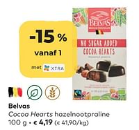 Belvas cocoa hearts hazelnootpraline-Belvas