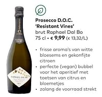 Prosecco d.o.c. resistant vines brut raphael dal bo-Schuimwijnen