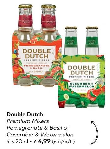 Promoties Double dutch premium mixers pomegranate + basil of cucumber + watermelon - Double Dutch - Geldig van 27/04/2022 tot 24/05/2022 bij Bioplanet