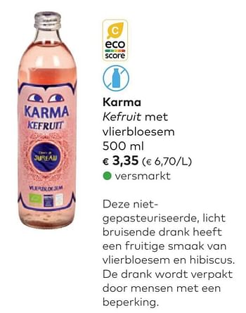 Promotions Karma kefruit met vlierbloesem - Karma  - Valide de 27/04/2022 à 24/05/2022 chez Bioplanet