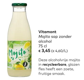 Promoties Vitamont mojito sap zonder alcohol - Vitamont - Geldig van 27/04/2022 tot 24/05/2022 bij Bioplanet