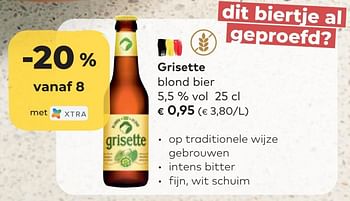 Promoties Grisette blond bier - Grisette - Geldig van 27/04/2022 tot 24/05/2022 bij Bioplanet