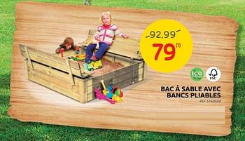 Promotions Bac à sable avec bancs pliables - Produit maison - Brico - Valide de 27/04/2022 à 09/05/2022 chez Brico