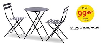 Promoties Table + 2 chaises - Huismerk - Brico - Geldig van 27/04/2022 tot 09/05/2022 bij Brico