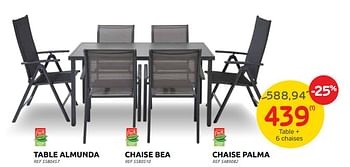 Promoties Table + 6 chaises - Central Park - Geldig van 27/04/2022 tot 09/05/2022 bij Brico