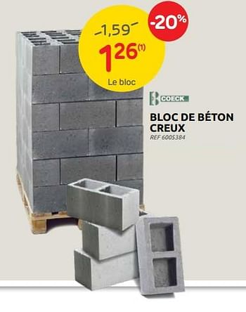 Promotions Bloc de béton creux - Coeck - Valide de 27/04/2022 à 09/05/2022 chez Brico