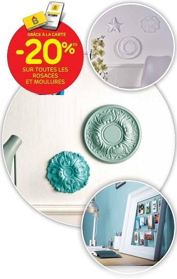 Promotions -20% sur toutes les rosaces et moulures - Produit maison - Brico - Valide de 27/04/2022 à 09/05/2022 chez Brico