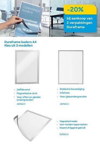 Promoties Duraframe kaders a4 -20% bij aankoop van 2 verpakkingen - Huismerk - Ava - Geldig van 01/05/2022 tot 30/06/2022 bij Ava