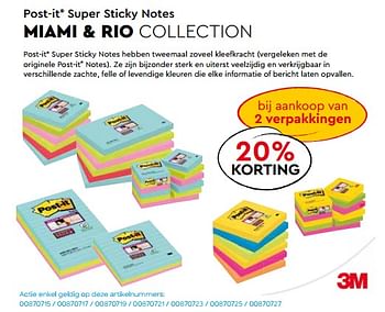 Promotions Post-it super sticky notes bij aankoop van 2 verpakkingen 20% korting - Post-It - Valide de 01/05/2022 à 30/06/2022 chez Ava
