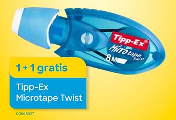 Promotions Tipp-ex microtape twist 1 + 1 gratis - Tipp-Ex - Valide de 01/05/2022 à 30/06/2022 chez Ava
