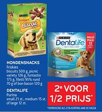 Hondensnacks friskies + dentalife purina 2e voor 1-2 prijs-Purina