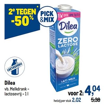 Promoties Dilea melkdrank - lactosevrij - Dilea - Geldig van 04/05/2022 tot 17/05/2022 bij Makro
