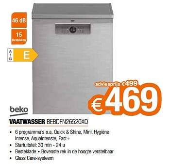 Promotions Beko vaatwasser bebdfn26520xq - Beko - Valide de 01/05/2022 à 31/05/2022 chez Expert