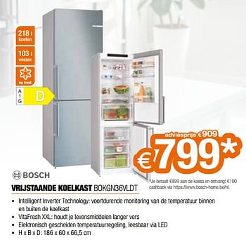 Promoties Bosch vrijstaande koelkast bokgn36vldt - Bosch - Geldig van 01/05/2022 tot 31/05/2022 bij Expert