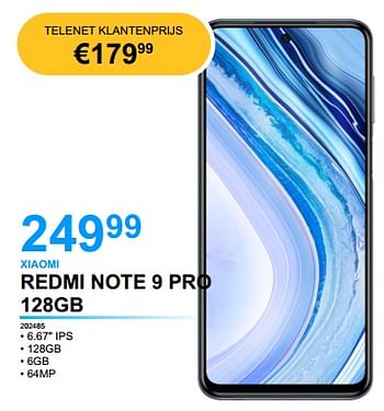 Promoties Xiaomi redmi note 9 pro 128gb - Xiaomi - Geldig van 25/04/2022 tot 16/05/2022 bij Auva