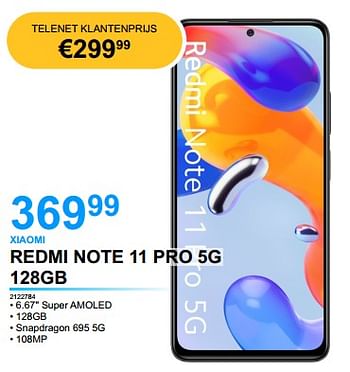 Promoties Xiaomi redmi note 11 pro 5g 128gb - Xiaomi - Geldig van 25/04/2022 tot 16/05/2022 bij Auva