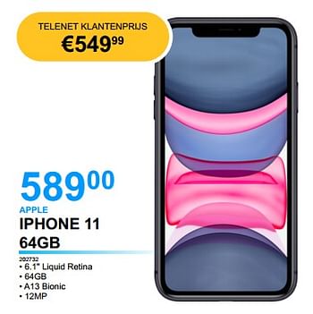 Promoties Apple iphone 11 64gb - Apple - Geldig van 26/04/2022 tot 16/05/2022 bij Elektro Van Assche