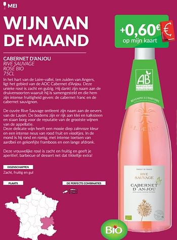 Promoties Cabernet d’anjou rive sauvage rosé bio - Rosé wijnen - Geldig van 01/05/2022 tot 31/05/2022 bij Intermarche