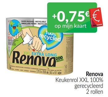 Promoties Renova keukenrol xxl 100% gerecycleerd - Renova - Geldig van 01/05/2022 tot 31/05/2022 bij Intermarche